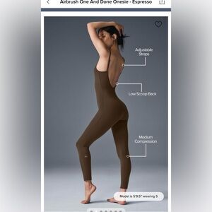 Alo yoga Airbrush One and Done Onesie espresso Size: S New